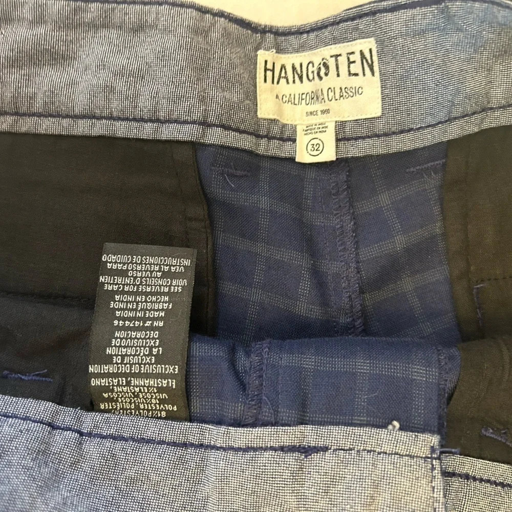 Hang Ten‎ mens flat front blue plaid hybrid shorts Sz-32. X15